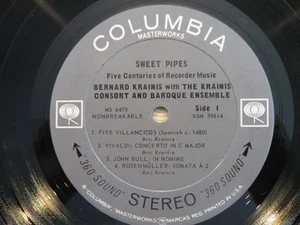 Sweet Pipes: Five Centuries Of Recorder Music - 1963 LP VG+ RECORD ONLY NO COVER - Picture 1 of 5