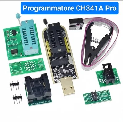 KIT PROGRAMMATORE CH341A EEPROM BIOS WINBOND MXIC 24XXX 25XXX SERIE VER. BLACK - Immagine 1 di 4