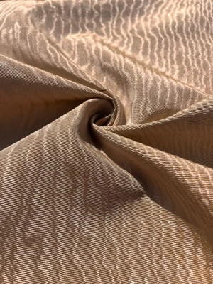 Beige Silk Moire Fabric, Watermark Patterned,  By 2 Meters. - image 1 of 4