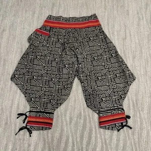 Harem Pants Handmade In Thailand Tie Ankle Geometric Print Unisex One Size - Picture 1 of 6