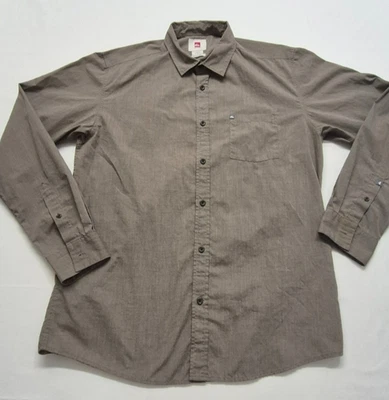 Quicksilver men's tan/brown button up long sleeve shirt front pocket sz. L - Image 1 of 4