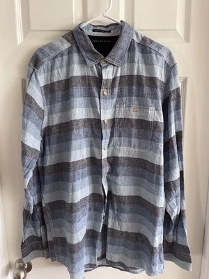 Camisa Sean John de lino y algodón para hombre XL ajuste a medida abotonada manga larga Foto 1 de 4