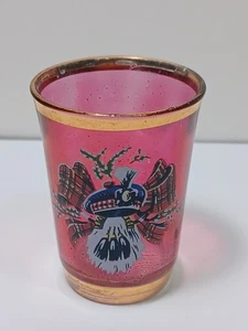 Vintage Cranberry / Gold Scottish Theme Shot Glass Made in France. JB8B - Picture 1 of 3