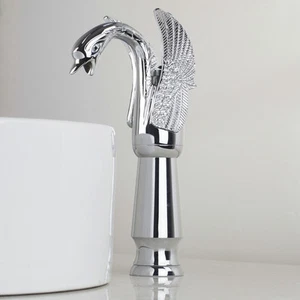 Unique Swan Design Bathroom Basin Faucet Mixer Taps Chrome Deck Mounted i1 - Picture 1 of 4