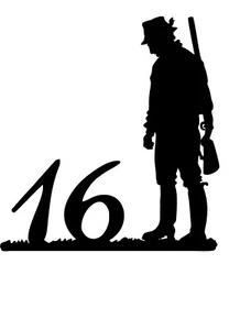 Cazador con su número de casa 40cm-70cm de acero de 3mm hecho a mano decoración única - Imagen 1 de 2