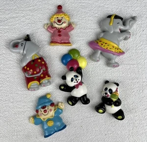 Vintage Retro Fridge Magnet Lot x6 Clown Elephant Panda Fun Cute Plastic Molly - Bild 1 von 7