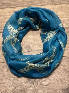 Seestern Design leichter 100 % Polyester Infinity Schal türkis Ozean Seestern Neu mit Etikett - Bild 1 von 4