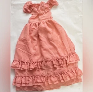 Girl’s Bailey’s Blossoms Chiffon Long Dress Sz 4T Ruffles & Semi-open Back Tan - Picture 1 of 4