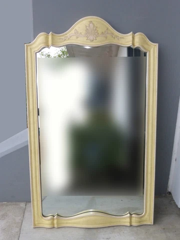 Vtg 48"H John Widdicomb French Country Cottage Wall Mantle Mirror Italian Yellow Cover