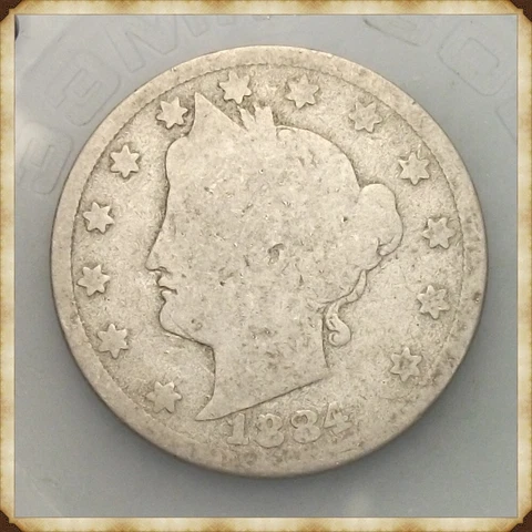 1884 Liberty Nickel   "Actual Coin Pictured" Cover