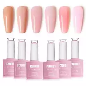 Gel Nail Polish Jelly Nude Set,Sheer Natural Milky Pink 6 Colors Gel Polish Nail - Picture 1 of 8