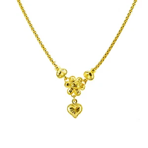 1 CHOCKER CHAIN 16 INCHE 3 HEARTS 1 FLOWER ORIENTAL GOLD PLATED 24K GOOD EXPORT  - Picture 1 of 2