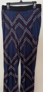NY Collection Soft Pant Multi/Blk/Navy Poly/blend Pull-on Straight Leg w/pockets - Picture 1 of 9