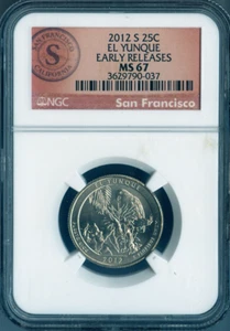 2012-S El Yunque Quarter NGC MS67 Early Release Red Label Quality - Picture 1 of 2