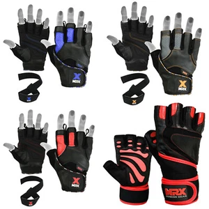 Weight Lifting Gym Gloves Workout Training Bodybuilding Exercise Leather Gloves - Picture 1 of 25
