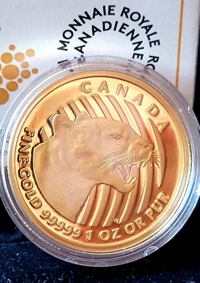 2015 $200 Call of the Wild: Growling Cougar  Pure Gold  .99999 Coin Mintage: 250 - Image 1 of 4