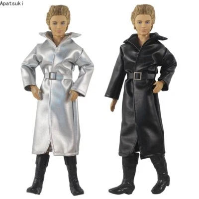 Leather 1/6 Fashion Clothes For Ken Boy Doll Outfits Long Coat Jacket Boots Toys - Image 1 of 4