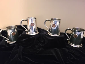 4 Kirk Stieff Glass Bottom Pewter Tankards Statue Liberty Centennial 1986 - Picture 1 of 14