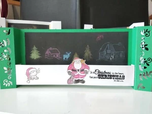 Christmas Bridge Card Handmade Santa Bunny Pearl Embossed lace boarder GateFold - Picture 1 of 15