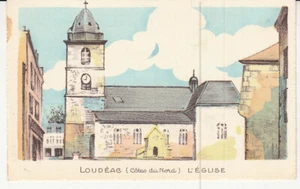 Carte postale ancienne old postcard LOUDEAC l'église dessin éd BONA - Picture 1 of 1