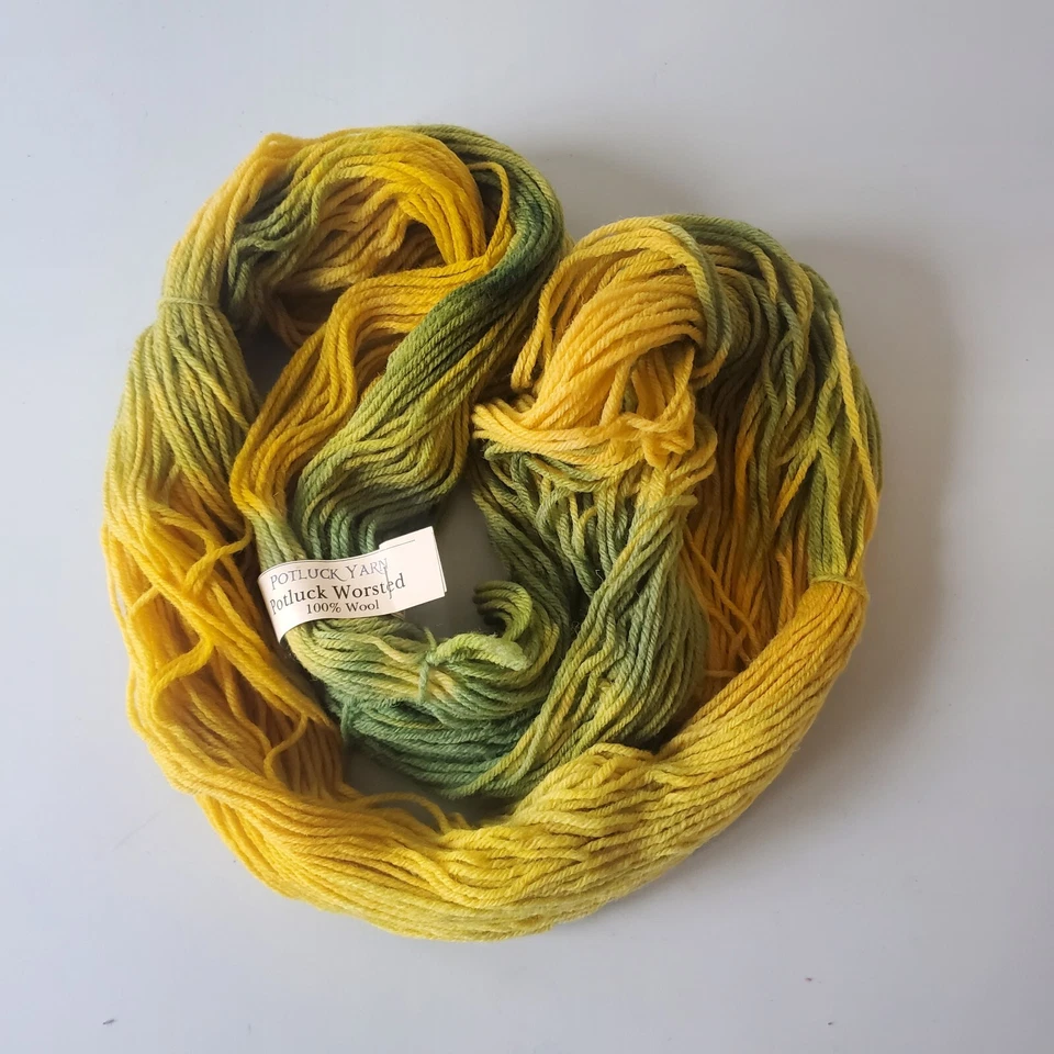 Potluck Hand Dyed Yarn 100% Wool Worsted Yellow Green NEW GRASS Cherry Tree Hill - Image 1 of 4