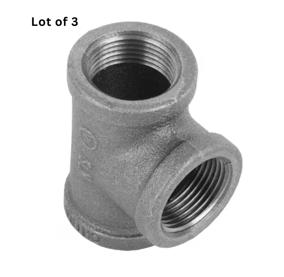 1" FemaleFM Tee Galvanized Malleable Iron Pipe Fitting NSF61-4 / Lot of 3- HVAC - Image 1 of 2