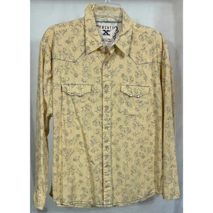 Twenty X Yellow Floral Pearl Snap Western Shirt L Vintage Style Cowboy Shirt - Picture 1 of 6