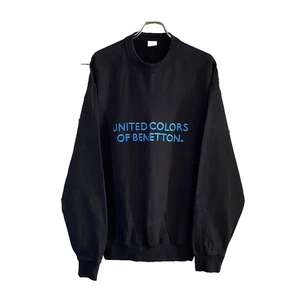 Sudadera United Colors of Benetton Talla L Negra Bordada Vintage - Imagen 1 de 9
