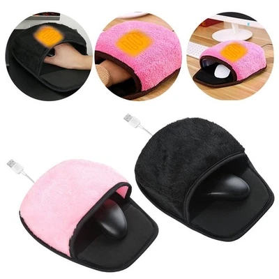 New Winter USB Heated Mouse Pad Mouse Hand Warmer with Wristguard Warm Pink E3O1 - Image 1 of 4