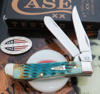 Mini cuchillo trampero Case XX 2024 azul cielo hueso disparado a mano ¡sin usar, en caja! Sin precio base Foto 1 de 4