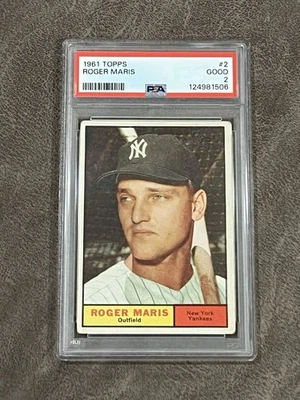 1961 Topps Roger Maris #2 PSA 2 ¡De colección de los Yankees de Nueva York! Foto 1 de 2
