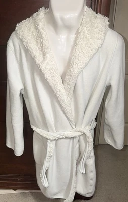 UGG Women Portola Reversible Cream Faux Fur Trim Plush Robe Size Large - Image 1 of 4