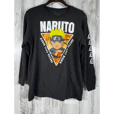Camisa gráfica Naruto Hidden Leaf Village para niños gris oscuro talla XL anime Foto 1 de 4