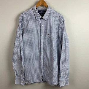 American Eagle Shirt XXL Mens Checkered Blue Brown White Button Up Casual Dress - Picture 1 of 9