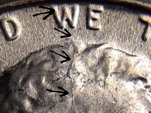 1971 D Lincoln Cent "Spike Head" Obverse Die Crack Error Red And Uncirculated - Picture 1 of 7