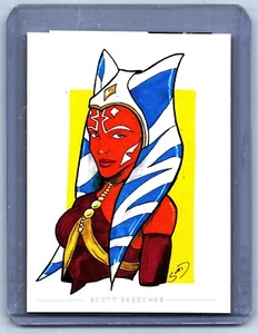 Ahsoka Tano Sketch Card - Scott Sketches Trading Card Print Fan Art - Picture 1 of 3