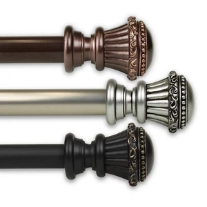 Chalice 1" Curtain Rod Adjustable Drapery Rod 28-240" (5 sizes, 3 colors) - Picture 1 of 4