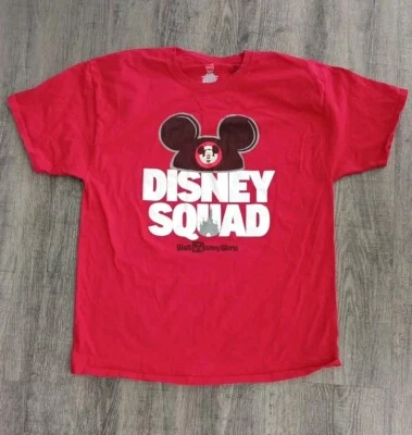 Camisa feminina Disney Parks XL vermelha Disney Sqaud Hanes Mickey Mouse manga curta - Imagem 1 de 4