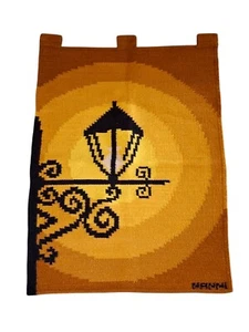 Vintage Handwoven Wall Tapestry Hanging Mid Century Lamp Post Wool - Picture 1 of 6
