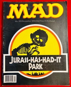 Vintage MAD Magazine Jurassic Park Movie Parody Cover #323 December 1993 Issue - Imagen 1 de 4