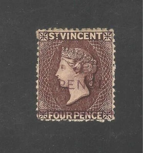 St. Vincent #58 (A1hj) SG #59 VF MINT LH - 1892 5p on 4p Queen Victoria  - Picture 1 of 2