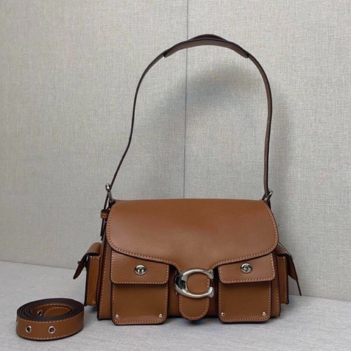 Borsa a tracolla Coach Cargo Turnlock Soft Tabby CU124 in pelle marrone outlet nuova