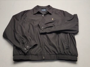 Vintage Polo Ralph Lauren Men's Black Plaid Lining Full Zip Bomber Jacket Sz XL - Picture 1 of 12