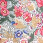 Floral Fabric 2.5 yards x 60 inches Stretchy Knit Smooth Coral Gold Blue Flowers