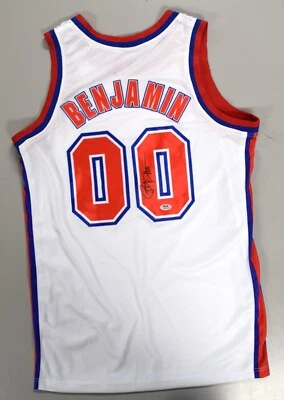 Benoit Benjamin Signed Custom New Jersey Nets White Jersey PSA COA - Image 1 of 4