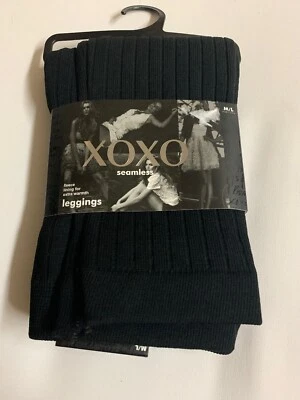 Leggings sin costuras XOXO M/L forro polar leggings mujer rayas negras nuevos con etiquetas $30 Foto 1 de 4