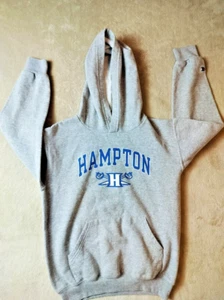 Hampton University Gray Hooded Sweatshirt Hoodie - XL (7-8) Chamption - Picture 1 of 3