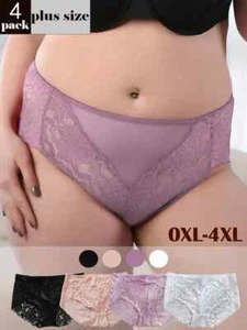 2 Pack Ladies High-Waist Briefs Knickers Womens Lace plus size 4XL = 24 (SS) - Picture 1 of 7
