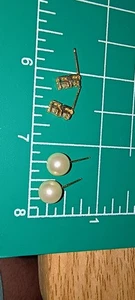 Ohrringe 14 Karat Gelbgold Diamant und Perlen  - Bild 1 von 10