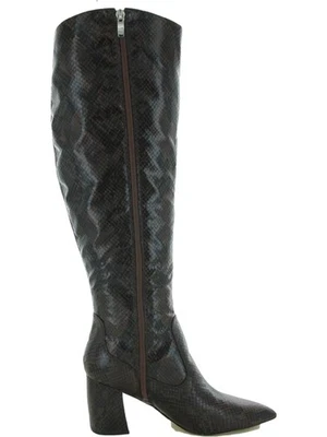 Botas MARC FISHER Mujer Marrón Estampado Serpiente Retie Punta Tacón Bloque 9 M Foto 1 de 4